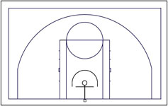 Б.01. 15,84 м 9,55 м размер поля NBA разметка мини баскетбольная площадка для баскетбола.